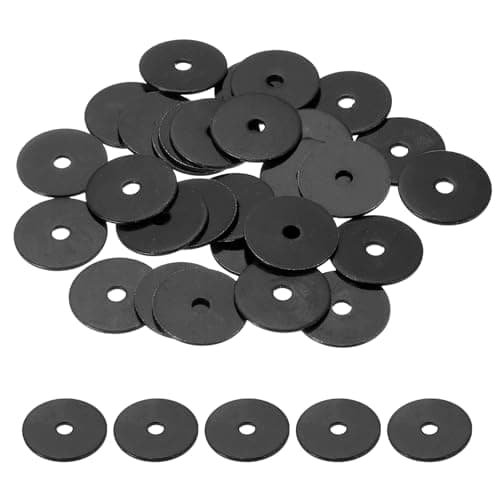 Image of sourcing map 30 Pcs Flat Washer for Screws, Stainless Steel Washers 4mm ID x 25mm OD x 1.5mm Thick for Bolts, Factories Repair, Kitchens, Shops, and Outdoor Construction, Black