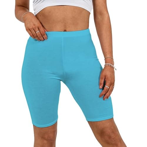Image of Missloved Ladies Womens Cycling Dancing Gym 1/2 Leggings Active Casual Shorts (Sky Blue, 22-24)