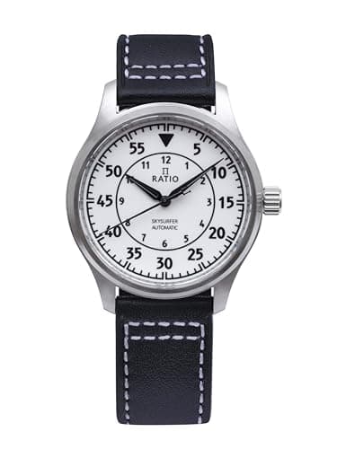 Image of RATIO Pilot Style Watches Analog Automatic 200M Water Resistant Casual Wear Watch for Men (White Full Luminous)
