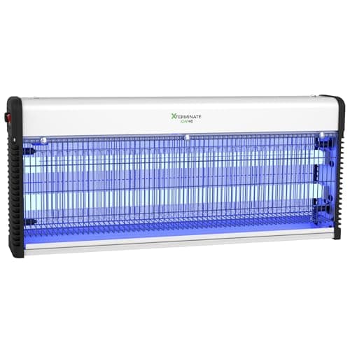 Image of Xterminate UV LED Wall Mounted Fly Zapper Killer Unit 20W Equivalent to 40W Electric for Capturing Flies, Moths, Mosquitoes and Flying Insects, for Restaurants, Kitchens, Schools, Cafes (Large)