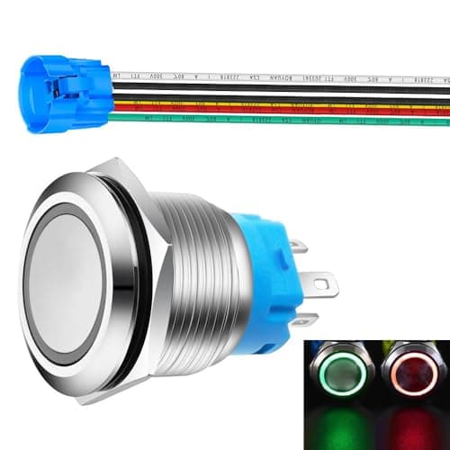 Image of Gebildet 22mm Momentary Push Button with Wire Socket 3A-12-24V(AC/DC) 1NO 1NC SPDT On Off Metal Waterproof IP65 Self Reset (Red&Green LED)