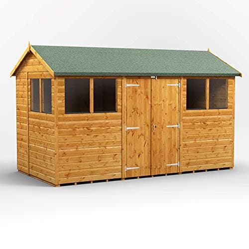 Image of POWER High Grade Premium Apex Garden Wooden Shed with Security Features, Door & Window Flexibility, made from Extra Thick Timber & Toughened Glass - (12 x 6)