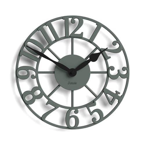 Image of Jones Clocks® Lighthouse wall clock | Sculptural skeleton clock | Green | Elegant raised moulded numerals | Decorative design ideal for kitchen, living room or bedroom