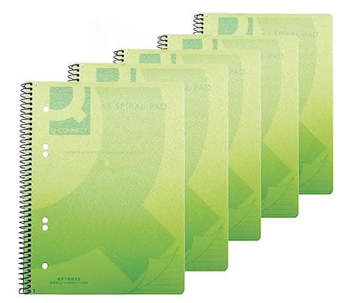 Image of Q-Connect Spiral Bound Polypropylene Notebook 160 Pages A5 Green (5 Pack) KF10033
