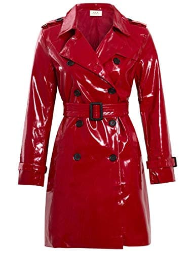 Image of SS7 Womens Patent Trench Coat MAC Raincoat Ladies NEW Size 8 10 12 14 16 Black