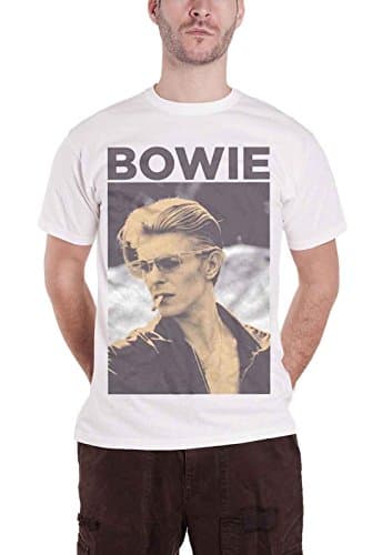 Image of David Bowie Men's Smoking Short Sleeve T-Shirt, White, Medium