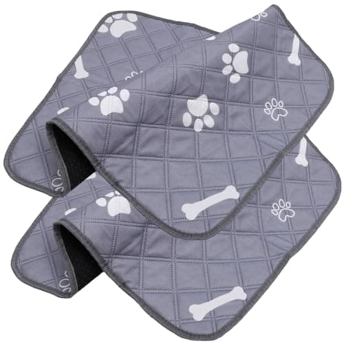 Image of Beaupretty Reusable Washable Dog Pee Pads for Small Dogs 2pcs S 60x45cm with Bone Pattern, Super Absorbent Puppy Training Mat for Indoor Home Travel, Non-slip Pet Housebreaking Supplies