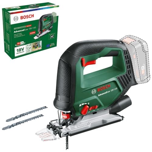 Image of Bosch Cordless Jigsaw AdvancedSaw 18V-140 (Pendulum function; Brushless motor; Cutting Depth in Wood/Steel/Alu: 140 mm/10mm/20mm; 3 x jigsaw blades; 18V System; without Battery and Charger; in carton)