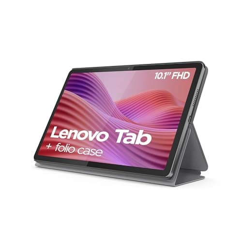 Image of Lenovo Tab Android Tablet | 10.1 inch Full HD Display | MediaTek Helio G85 | 64GB | Wi-Fi 6 | 4GB RAM | Luna Grey + Clear Case