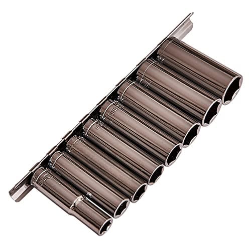 Image of Amtech - 3/8" Drive Deep Socket Set, 9 Piece Long Reach Metric Sockets with Holder, 10–19mm for Automotive Maintenance & DIY Repairs