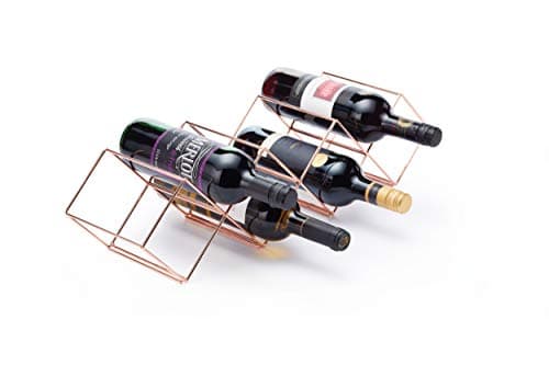 Image of BarCraft Stackable Small Wine Rack, Metal, Copper Finish, 7 Bottle Capacity