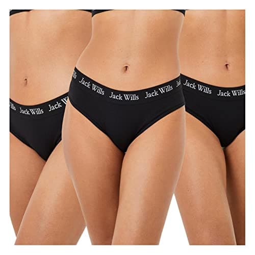 Image of Jack Wills Womens Wilden Multipack Boy Pants 3 Pack Short Briefs Elasticated Black 10 (S)