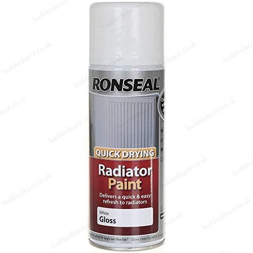 Image of Ronseal Quick Drying Radiator Spray Paint White Gloss 400ml