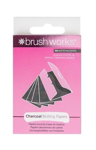 Image of Brushworks Charcoal Blotting Papers – 100 Oil-Absorbing Mattifying Sheets for Face, On-the-Go Shine Control, Makeup-Friendly, Vegan & Cruelty-Free