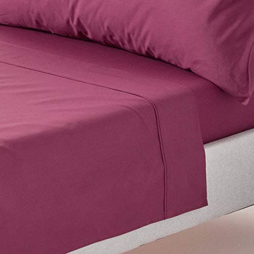 Image of HOMESCAPES Plum Purple Pure Egyptian Cotton Flat Sheet King 200 TC 400 Thread Count Equivalent Bed Sheet
