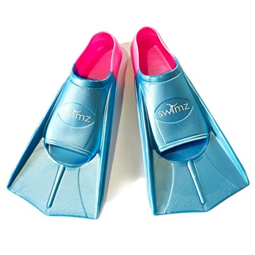 Image of Swimz Short Blade Silicone Training Fins - Blue/ Pink (UK 5.5-6.5 (Euro 39/40))