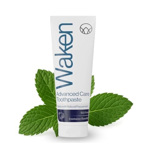 Image of Waken Advanced Care Toothpaste 6-in-1 Formula - SLS Free with Natural Peppermint & Fluoride, Vegan Toothpaste for Fresh Breath, Clean Teeth & White Smile, 75ml