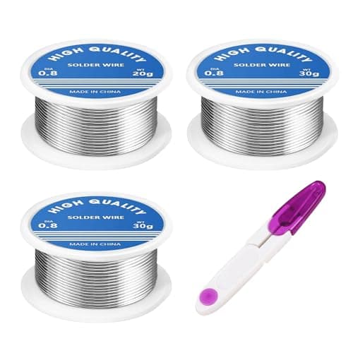Image of hommova 3 PCS Solder Wire, 0.8mm Tin Content 63% Soldering Wire, Leaded Solder for Electronic Electrical Soldering Components Repair and DIY(80g)
