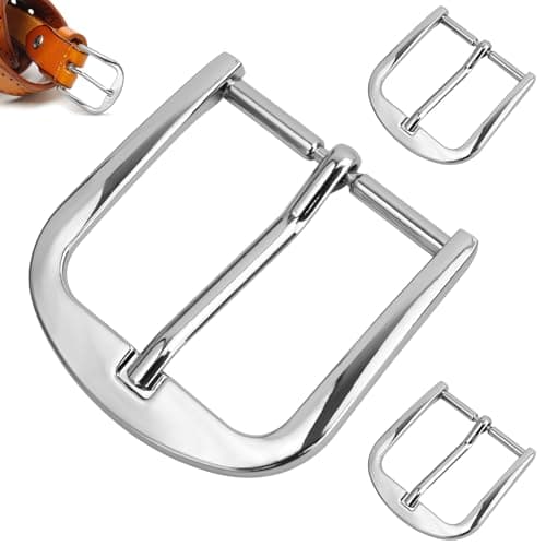 Image of JAXICREY Belt Buckle, 3 Pcs Metal Belt Buckles for Men, 38-40 mm (1.5In -1.6In) Single Prong Square Belts Buckle Replacement, Belts Buckles for Men Women (Silver)