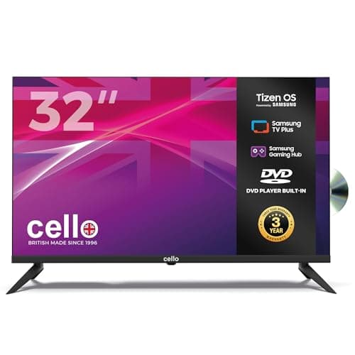 Image of Cello C3226TZF Frameless 32 Inch HD Smart TV with DVD Powered by Tizen Operating System Cloud Gaming without Console - Bluetooth, HDMI, USB & Wi-Fi Connectivity Made in UK