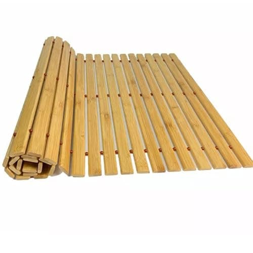 Image of Luxury 80 x 50cm Bamboo Slatted Rectangular Wooden Folding Duck Board Non Slip Shower Mat Use Kitchen Bedroom Toilet Wooden Board