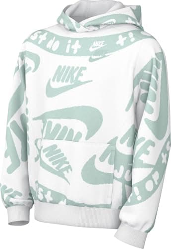 Image of NIKE FD3168-346 K CLUB FLC HBR PO HOODIE AOP Sweatshirt Unisex JADE ICE/WHITE/JADE ICE Size M