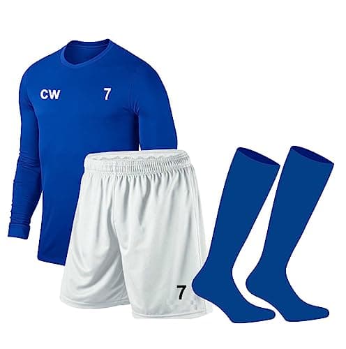 Image of PROSTYLE SPORTS Printed Football Kit Soccer kit Full Sleeve Football Soccer Jersey,Shorts and Socks Set Adult Royal blue (as8, alpha, x_l, regular, regular, Blue/White)