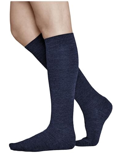 Image of vitsocks Women's 80% MERINO WOOL Long Knee High Length Winter Socks, Warm Breathable Woollen Over-the-Calf Ladies Knee-Highs, navy blue, 2.5-5.5