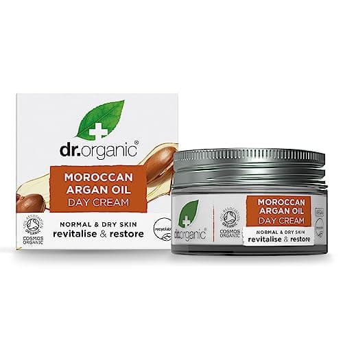 Image of Dr Organic Moroccan Argan Oil Day Cream, Moisturising, Normal & Dry Skin, Natural, Vegan, Cruelty-Free, Paraben & SLS-Free, Recycled & Recyclable, Certified Organic, 50ml, Packaging may vary