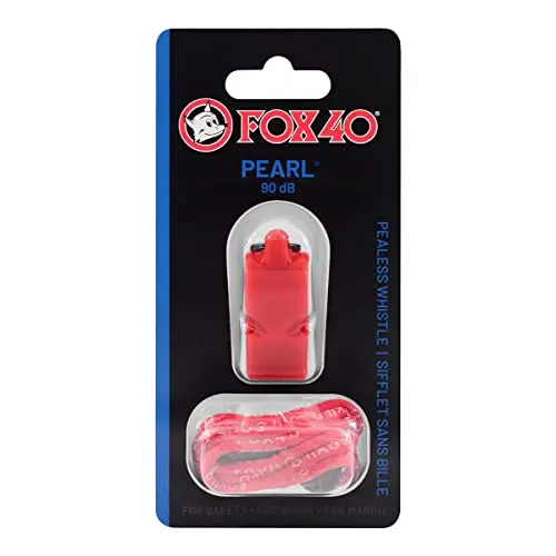 Image of Fox 40 Pearl Safety Whistle C/W Wrist-Lanyard Red, One Size