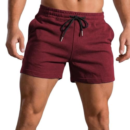 Image of Men's 3 Inch Running Shorts Gym Training Bodybuilding Short Breathable Cotton Sports Shorts Wind red L