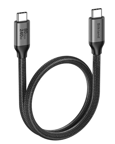 Image of Silkland 80Gbps USB4 Cable for Thunderbolt 5 Cable 0.5M, 120Gbps Bandwidth for 16K/Dual 8K, 4K@540Hz, 240W USB C to USB C, Compatible Thunderbolt 4/5, SSD, MacBook Pro, Dock