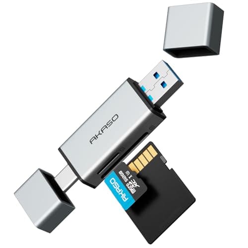 Image of AKASO SD Card Reader, USB C & USB 3.0 Memory Card Reader for SD/Micro SD/UHS-I/SDXC/SDHC/TF, Compatible with Smartphones, Laptops, Tablets, Personal Computer and Cameras