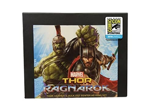 Image of Marvel Thor Ragnarok SDCC 2018 Thor Hammer & Hulk Fist Pewter Keyring Box Set