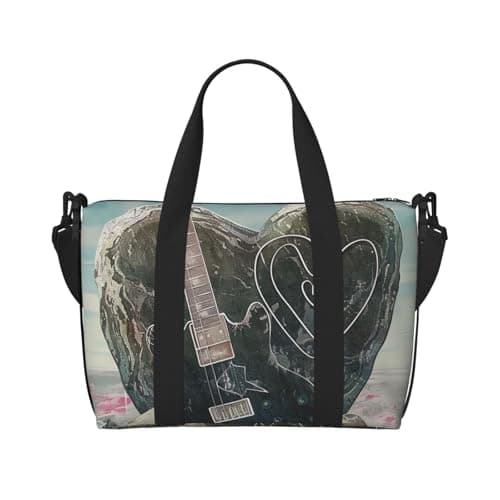 Image of Love Rock Printed Carryall Tote, Travel Underseat Hand Luggage Bag, Organizer Carry on Hand Bag for Gym Weekend Women and Men