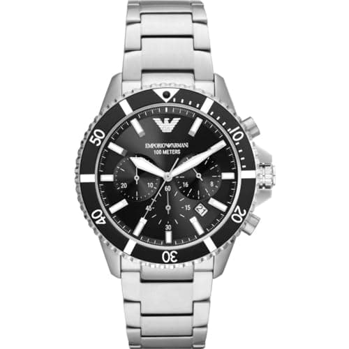 Image of Emporio Armani Watch for Men , Chronograph movement, 43mm Silver Stainless Steel case with a Stainless Steel strap, AR11360
