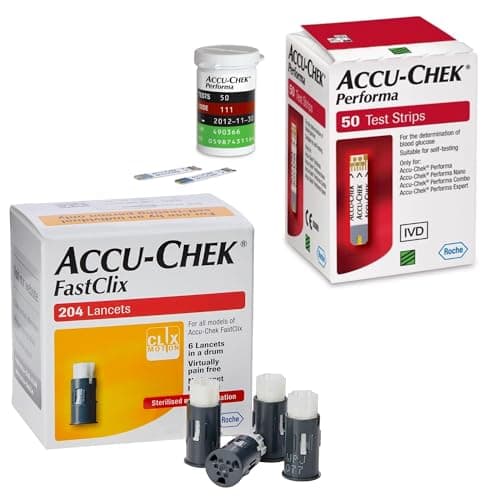 Image of Accu Chek FastClix Lancets + Accu Chek Performa Test Strips | Preloaded 204 Lancet Pack + 50 Test Cassette Bundle | Saver Pack | Bundle by MG Living
