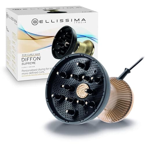Image of Bellissima Diffon Supreme, Diffuser Hair Dryer for Curly Hair, Argan Oil & Ceramic Infused, 3 Temperatures, 2 Speed Settings, Gentle Heat & Cool Shot for Frizz-Free Curls, 700 W