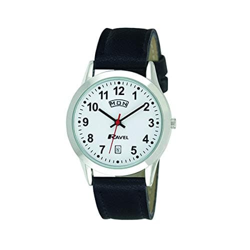 Image of Ravel Unisex Classic Day-Date Calendar Watch - Black/Silver Tone