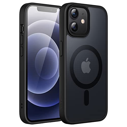 Image of JETech Magnetic Case for iPhone 12/12 Pro 6.1-Inch Compatible with MagSafe, Translucent Matte Back Slim Shockproof Phone Cover (Black)