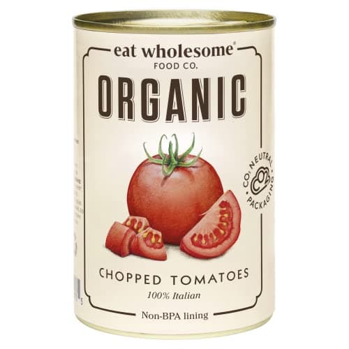 Image of Eat Wholesome Organic Chopped Tomatoes, 400g (Pack of 12) - 100% Natural, Italian Tomatoes, No Added Sugar or Salt, Vegan, Non-BPA Lining