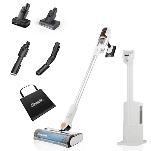 Image of Shark Clean & Empty Cordless Vacuum Cleaner with Auto-Empty System, Lightweight Anti Hair Wrap Vacuum with Pet & Crevice Tools, 40 Mins, Charging Dock, LED Headlights, White,Mohogany, BU3521UKTSB