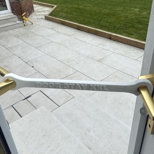 Image of Super XXL – Hold Open Patio Door Holder – French Door Stay Restraint – For Cats & Dogs – Ventilation Aid – Creates Controlled 32-34cm Opening (White)