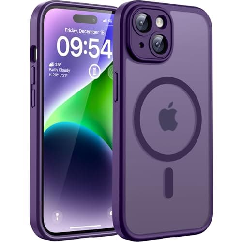 Image of TOCOL for iPhone 14 Case, Fit for MagSafe, Upgraded Full Camera Protection, 14FT Military Grade Drop Tested Shockproof Magnetic Slim Translucent Matte Back Phone Cover (Midnight Purple)