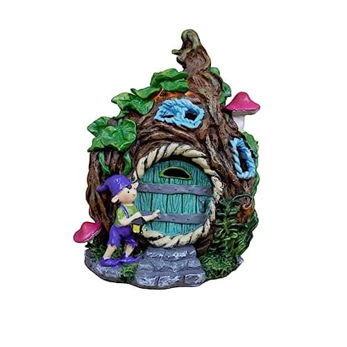 Image of Gifts DIrect 2 U Solar Fairy House Light Up Garden Magic Tree Twig Stump Cottage Ornament