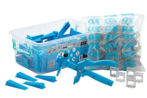 Image of OX Pro Tile Level System Set -100 Wedges, 100 3mm x 24mm Spacers and Adjustable Plier