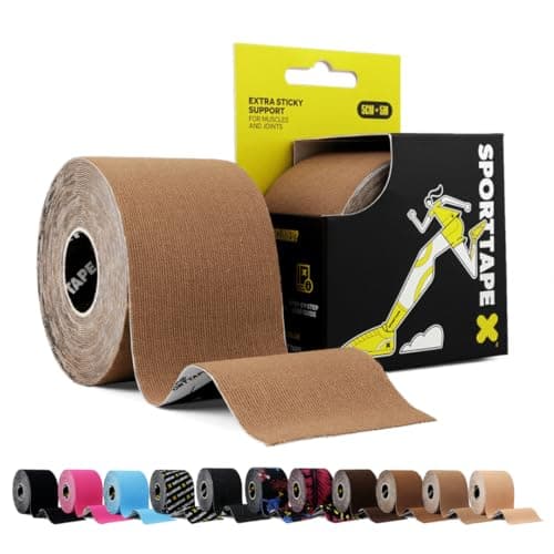 Image of SPORTTAPE Skin Tones Kinesiology Tape, 5cm x 5m, Light Brown - Waterproof & Hypoallergenic Kinetic Physio Tape for Muscle Injury Recovery, Sports Strapping, Joint Support & Blisters, Single Uncut Roll