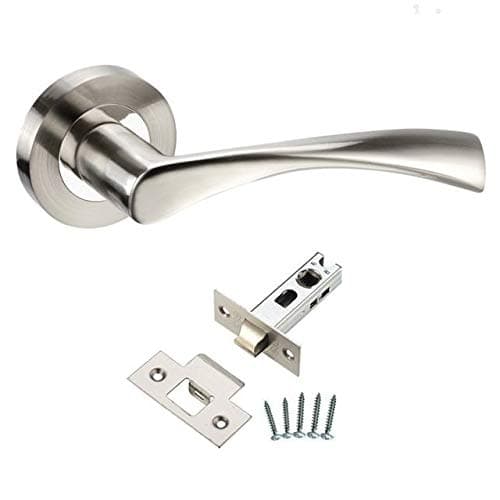 Image of EUROART Astrid/Twirl Internal Door Handles Lever On Rose - Dual Finish Polished Chrome Steel/Satin Steel, Latch, Bathroom & Key Lock Sets (Latch Set)