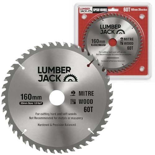 Image of LUMBER JACK 160mm Circular Saw Blade, 60T Carbide Teeth, 20mm Bore, 1.8mm Kerf, Precision Balanced, Hardened for Wood Cutting, Ideal for Circular & Mitre Saws