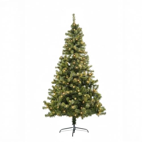 Image of 6ft/1.8m Pre-Lit Artificial Christmas Tree Alaskan Pine Green 550 Tips - 160 Warm White LEDs Metal Stand Xmas Home Decorations